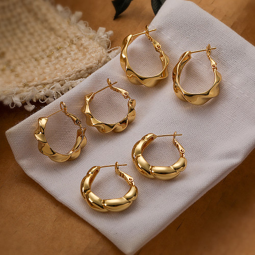 1 Pair Simple Style Geometric Plating Copper 18K Gold Plated Earrings