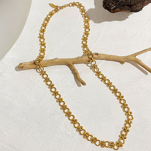 Collar chapado en oro de 18 quilates con revestimiento de cobre de color sólido de estilo simple