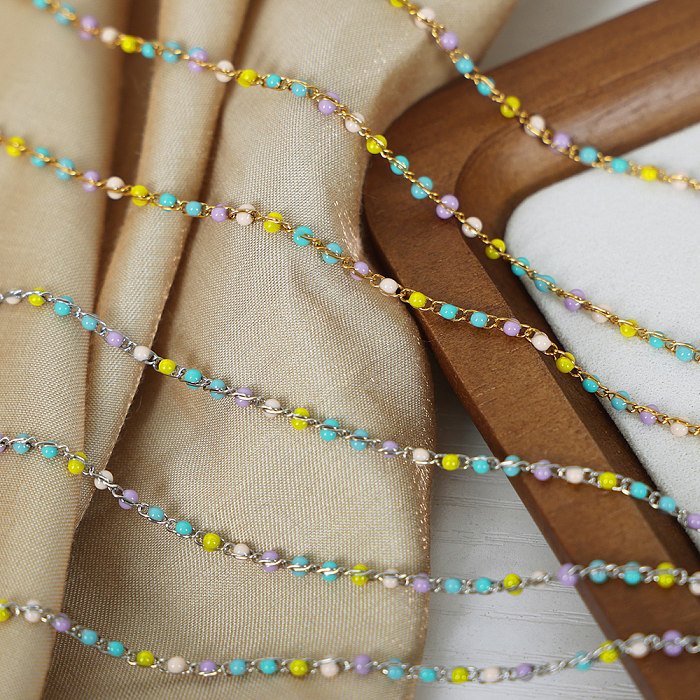 Lässige Halskette mit geometrischem Titanstahlüberzug und 18 Karat vergoldetem Armband