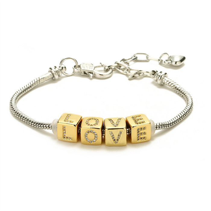 MAMA Artistic Letter Copper Plating Inlay Zircon Gold Plated Bracelets