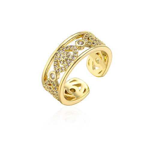 Fashion Devil'S Eye Copper Gold Plated Zircon Open Ring