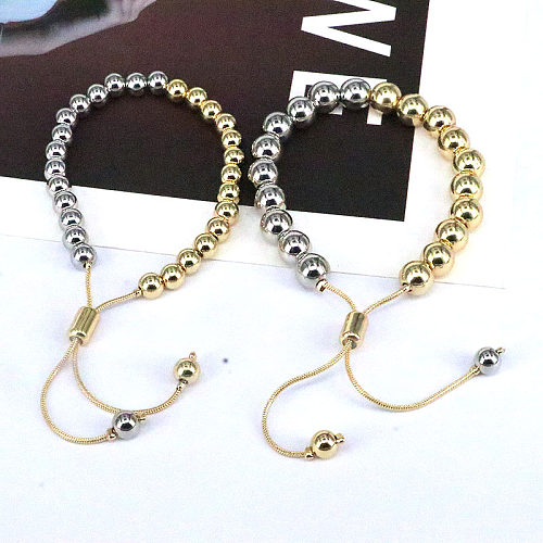 INS Style Punk Round Copper Beaded Plating Gold Plated Bracelets