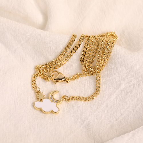 Fashion Star And Moon Necklace Clouds Stars Copper Gold-plated Necklace