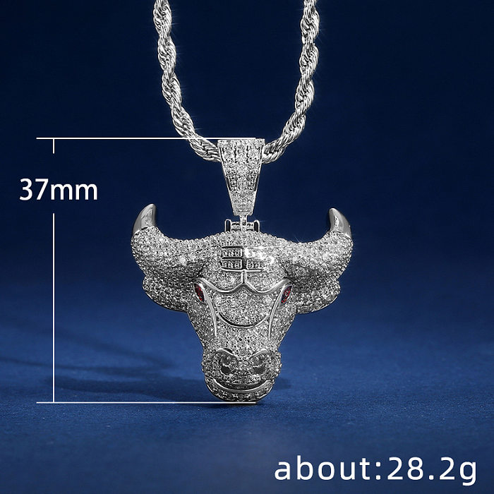 Nouveau Collier pendentif tête de taureau zodiaque créatif en cuivre Micro-incrusté Zircon collier