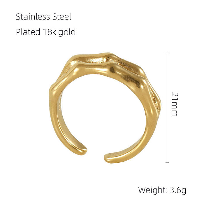 IG Style Geometric Stainless Steel 18K Gold Plated Open Ring In Bulk
