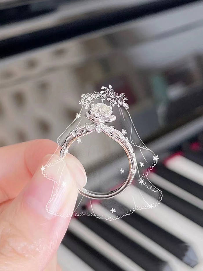Anéis abertos de zircão com embutimento de cobre geométrico brilhante romântico feminino