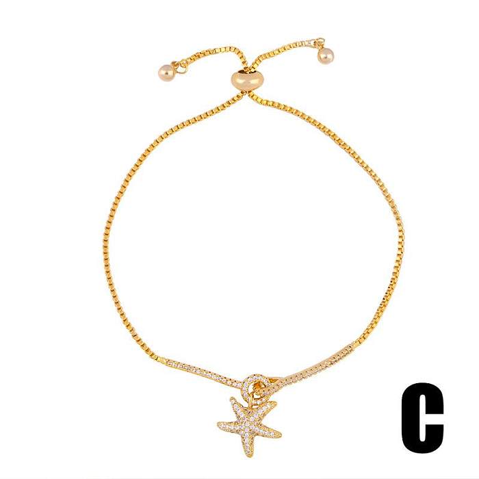 Fashion Zircon Crystal Pull Bracelet Female Starfish Bracelet Adjustable Bracelet