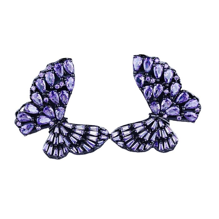 1 par de brincos de orelha de cobre borboleta elegante streetwear