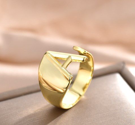 Modern Style Letter Copper Plating Open Ring