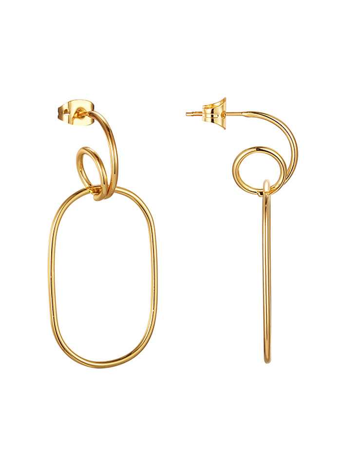 1 Pair Casual Lady Geometric Plating Copper 18K Gold Plated Drop Earrings