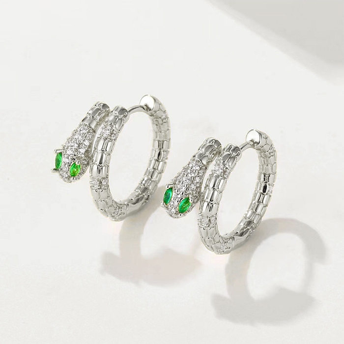 Fashion Snake Copper Plating Zircon Earrings 1 Pair