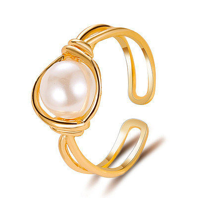 New Ring Simple Pearl Ring Finger Ring Personality Knotted By Mouth Ring Ladies Index Finger Ring Wholesale jewelry