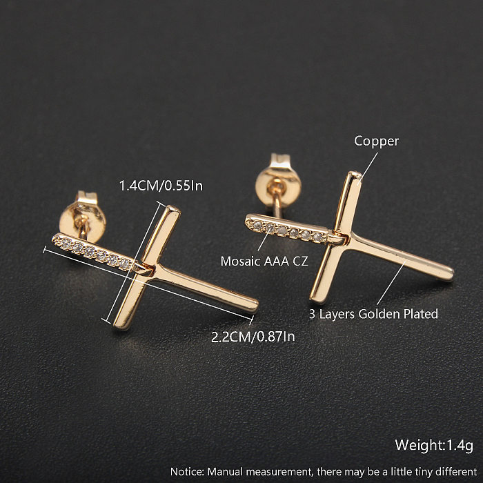 1 Pair Simple Style Heart Shape Bow Knot Plating Copper Gold Plated Ear Studs