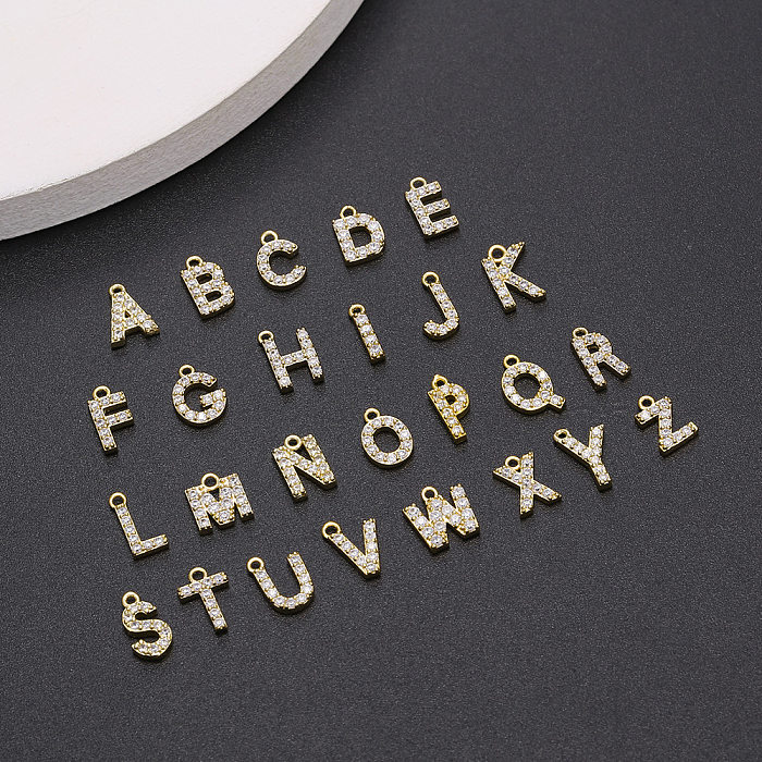 New DIY English Letter Micro Zircon Pendant Copper Pendant