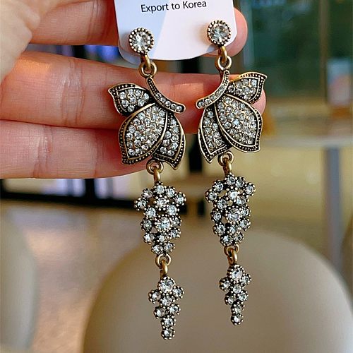 1 Pair Retro Butterfly Copper Drop Earrings