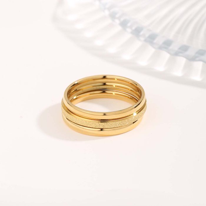 Simple Style Classic Style Geometric Titanium Steel Irregular Plating Hollow Out Gold Plated Open Rings