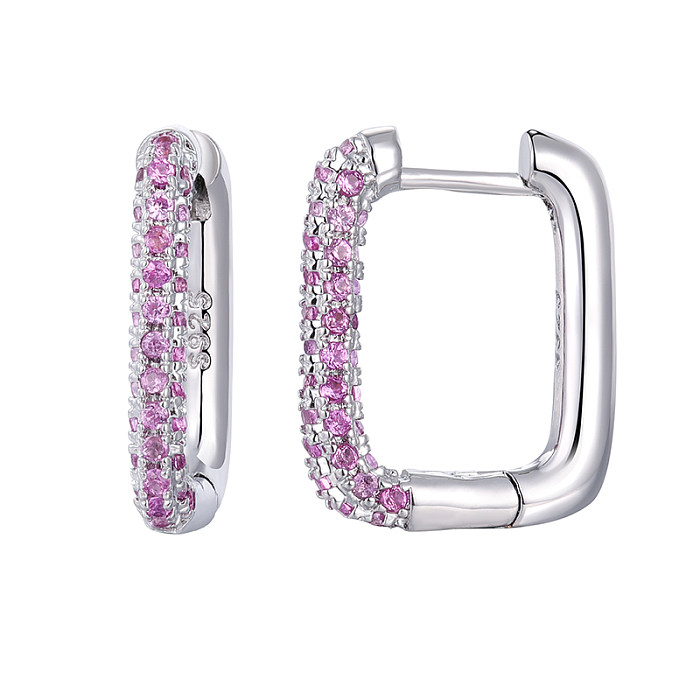 1 Pair Elegant Rectangle Plating Inlay Copper Zircon White Gold Plated Gold Plated Earrings