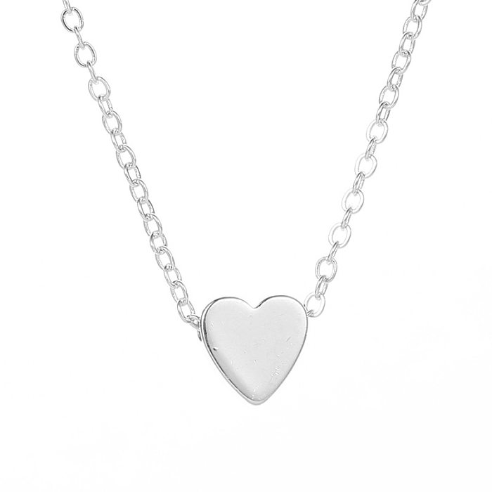 Korea Peach Heart Mini Love Glossy Three-dimensional Pendant Love Clavicle Chain For Women
