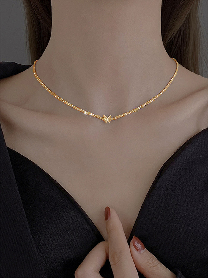 Elegant Modern Style Solid Color Copper Necklace In Bulk