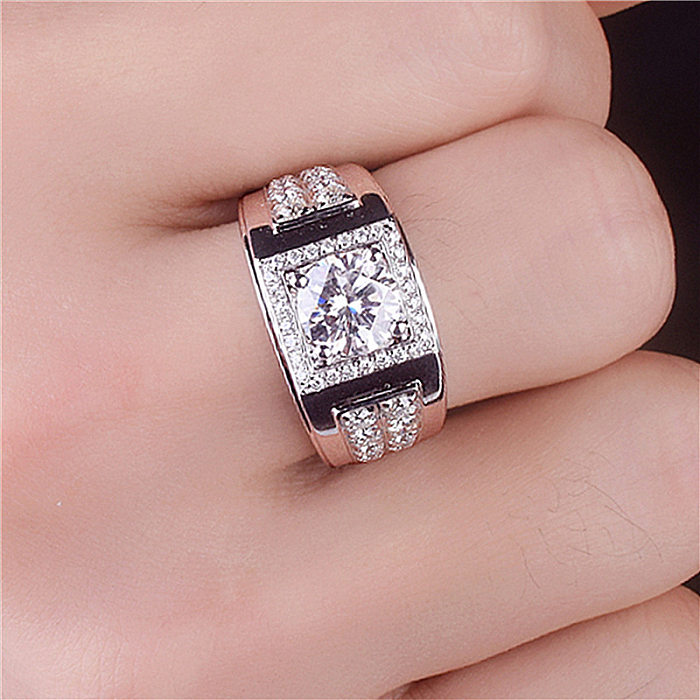 Casual Square Copper Plating Inlay Artificial Gemstones Open Rings
