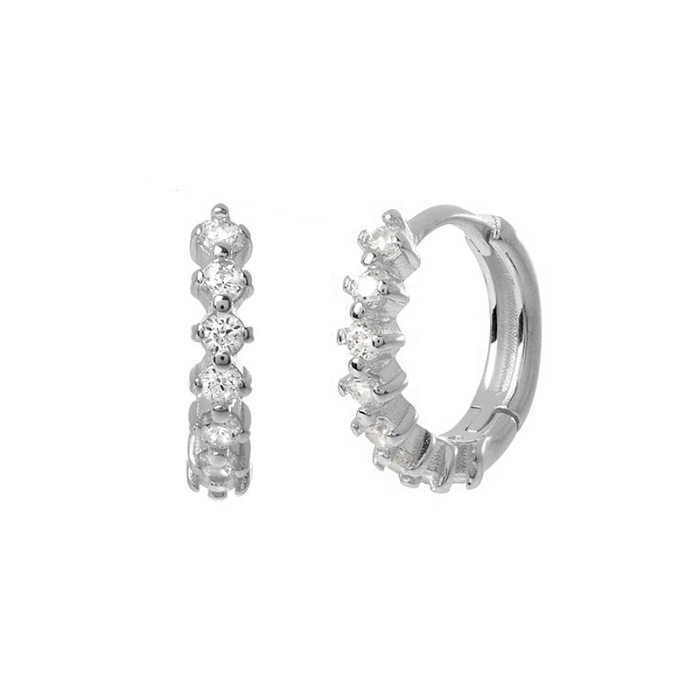 Cross-border S925 Silver Needle Diamonds Color Zircon Circle Earrings