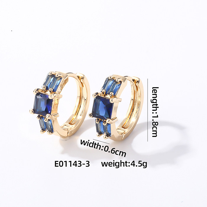 1 Pair Casual Sweet Geometric Square Inlay Copper Zircon Earrings