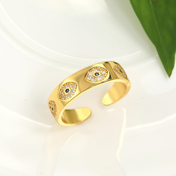 Classic Style Eye Copper Inlay Zircon Open Rings
