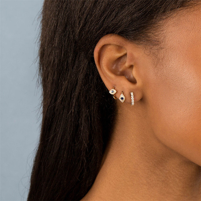 Fashion Vintage Devil's Eye Zircon Copper Earrings Set