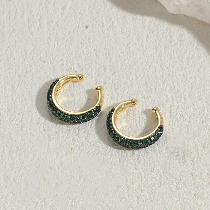 1 Pair Simple Style Round Plating Inlay Copper Zircon 14K Gold Plated Ear Cuffs