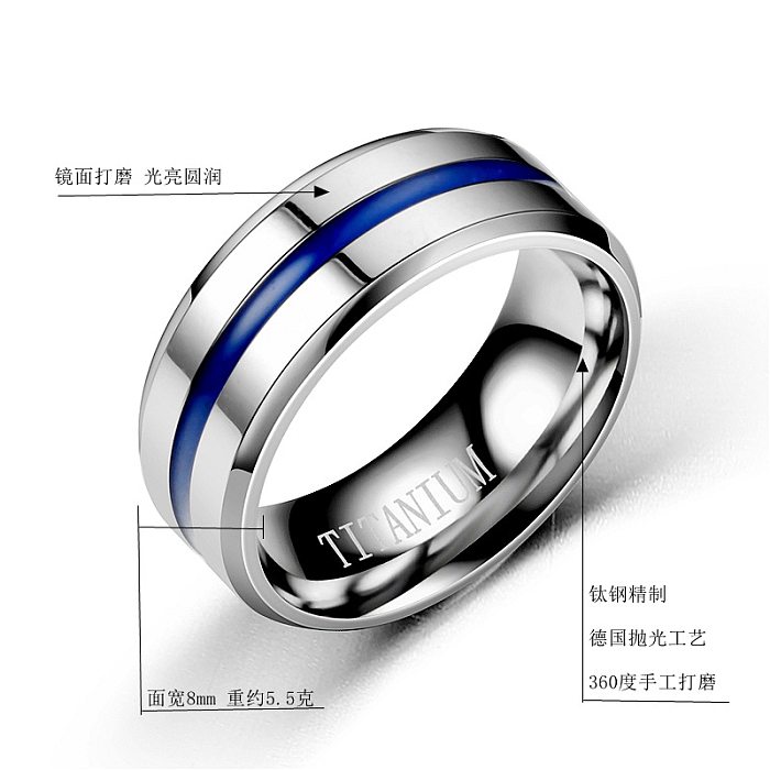 Wholesale Jewelry Blue Titanium Steel Smooth Ring jewelry