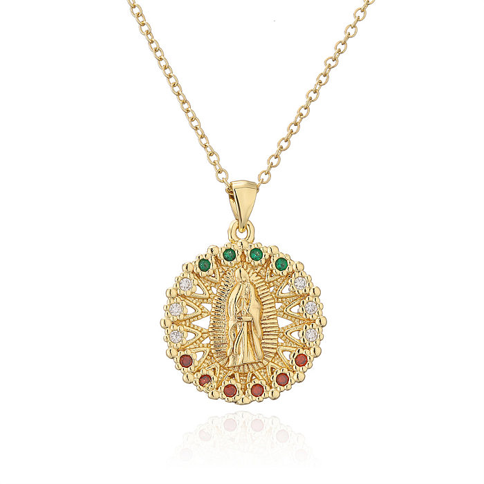 Nova joia religiosa dourada virgem maria colar de zircão feminino atacado