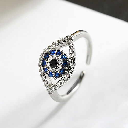 Simple Style Commute Devil'S Eye Copper Plating Inlay Zircon 18K Gold Plated Open Rings
