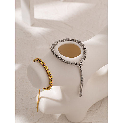 Modische einfarbige Titan-Stahlbeschichtung für Damen, Armbänder, Halskette, 1 Stück