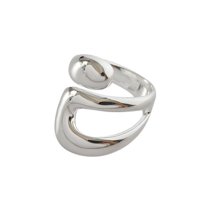 Moda cor sólida cobre banhado a prata anel aberto 1 peça
