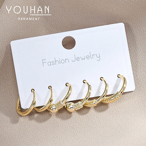 1 Set Simple Style Round Copper Irregular Plating Gold Plated Earrings
