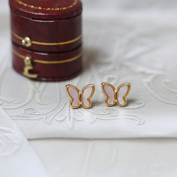 Sweet Butterfly Titanium Steel Plating Women'S Earrings Necklace