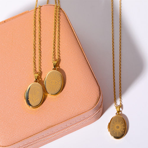 Casual Vacation Simple Style Round Eye Copper Plating 18K Gold Plated Pendant Necklace