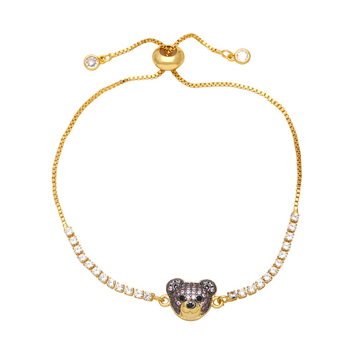 Bracelets plaqués or 18 carats avec incrustation de cuivre et ours de style simple et mignon à la mode