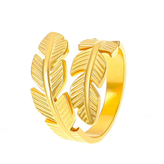 Simple Style Leaves Copper Open Ring 1 Piece