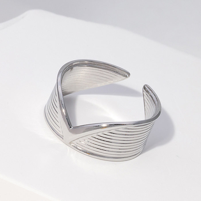 Simple Style Solid Color Titanium Steel Irregular Open Rings