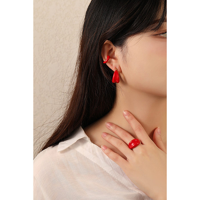 Sweet Simple Style Solid Color Copper Rings Earrings In Bulk