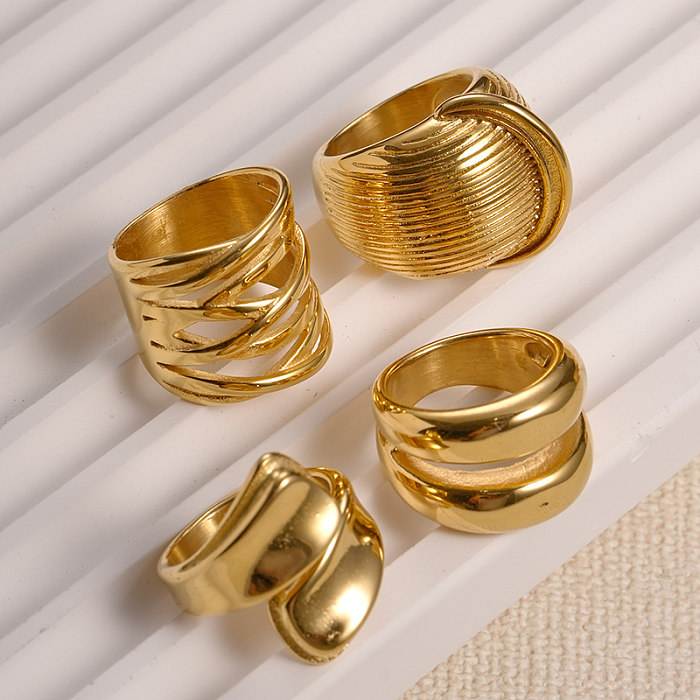 Modern Style Simple Style Classic Style Solid Color Stainless Steel Plating Gold Plated Rings