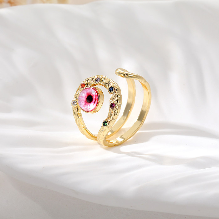 Exaggerated Simple Style Devil'S Eye Copper Plating Gold Plated Rings