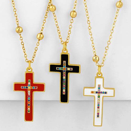 Klassische Retro-Kreuz-Halskette mit tropfendem Diamant-Kreuz-Anhänger