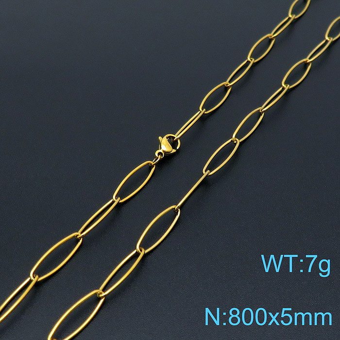 Simple Titanium Oval Clavicle Chain Bracelet Set Wholesale jewelry