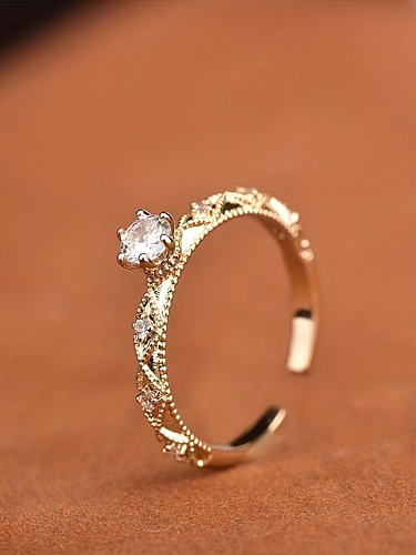 Casual Elegant Round Copper Plating Inlay Zircon Gold Plated Open Rings