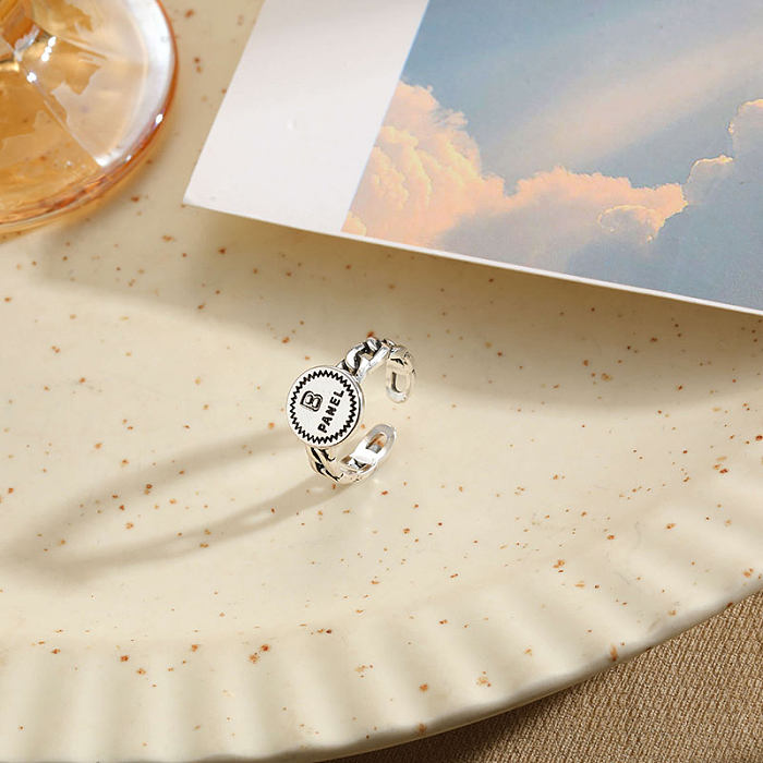 Commute Letter Copper Plating Silver Plated Open Rings