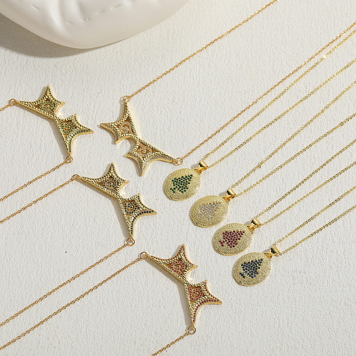 Elegante, luxuriöse Wassertropfen-Fledermaus-Kupfer-Halskette mit 14 Karat vergoldetem Zirkon-Anhänger in großen Mengen