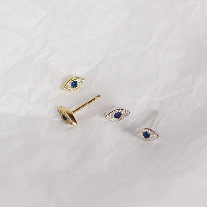 Europeu e americano s925 prata agulha olhos do diabo diamante cobre brincos femininos