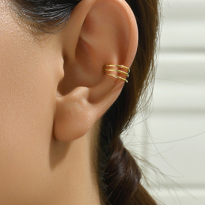 1 Pair Punk Cool Style C Shape Solid Color Plating Inlay Copper Rhinestones 18K Gold Plated Ear Cuffs